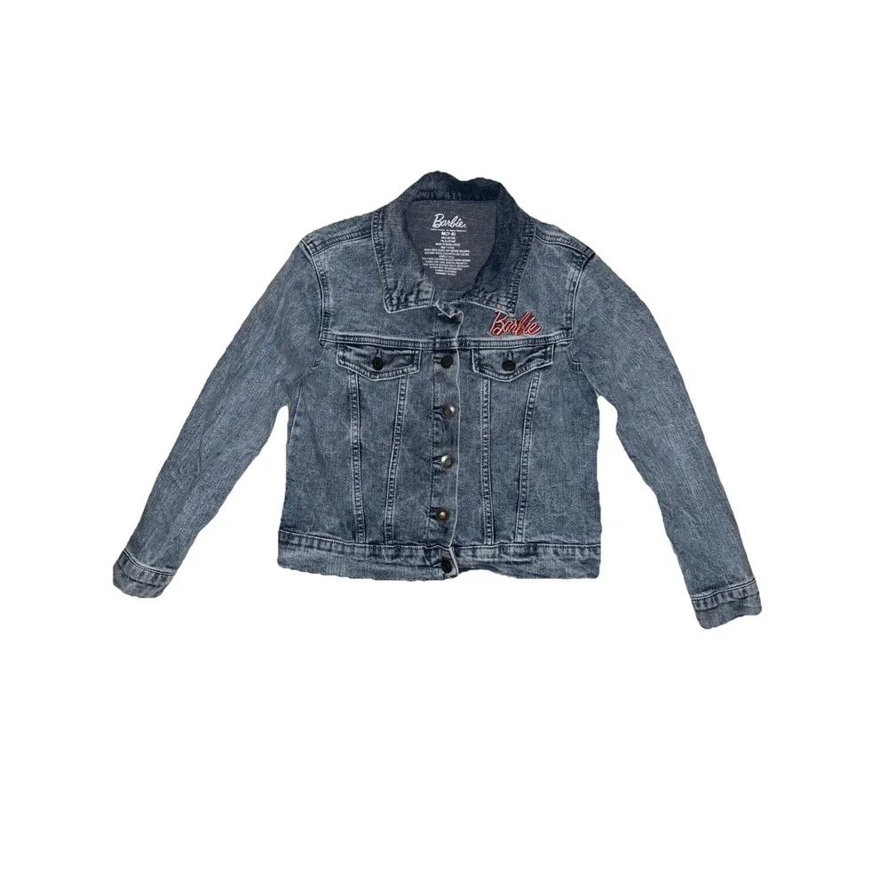 Barbie Denim Jacket Girls M 7-8‎ Blue Acid Wash Girl Revolution Graphic Trucker